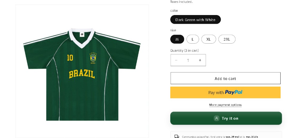 Try it on button on Shopify product page